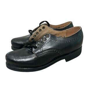 Deadstock Vintage Polish Black Leather Oxford Shoes Workwear | Size 7 -